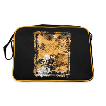 Motif floral japonais Chrysanthème Cerise - Sac Retro - noir/or - Dos