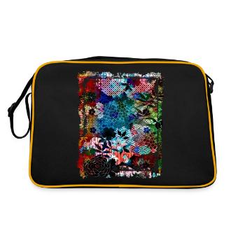 Motif floral japonais Chrysanthème Cerise - Sac Retro - noir/or - Dos