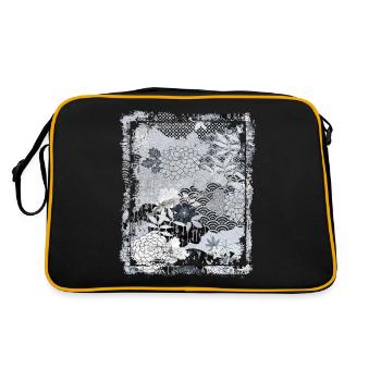 Motif floral japonais Chrysanthème Cerise - Sac Retro - noir/or - Dos