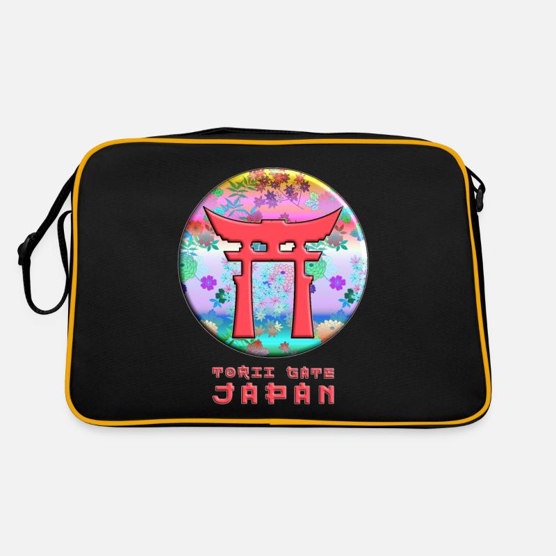Torii Gate Shinto Japan Asian Floral Pattern Retro Bag