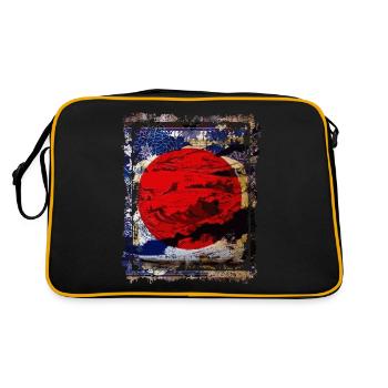 Drapeau du Japon Cercle Rouge Collage Blue Mountain Art 74 - Sac Retro - noir/or - Dos