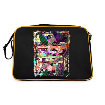 Motif floral japonais Chrysanthème Cerise - Sac Retro - noir/or - Dos