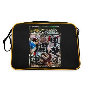 Motif floral japonais Chrysanthème Cerise - Sac Retro - noir/or - Dos