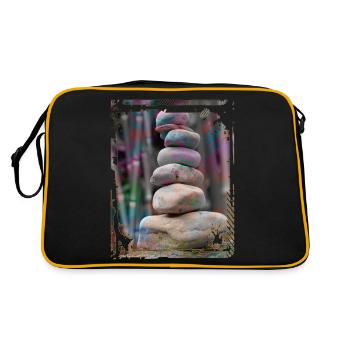 Japon Zen Bouddhisme Équilibrage Pierres Roches Bambou - Sac Retro - noir/or - Dos