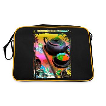 Cérémonie du thé au Japon Collage Art 99 - Sac Retro - noir/or - Dos