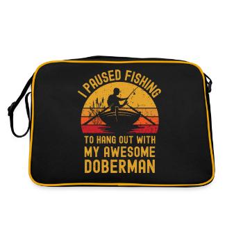 Pêche, pêche et doberman - Sac Retro - noir/or - Dos