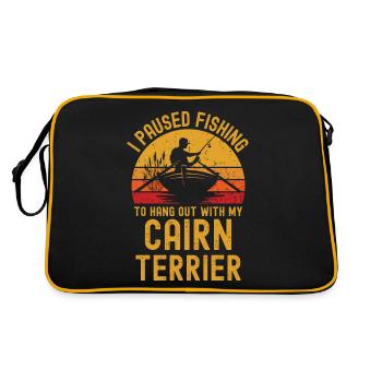 Pêche, pêche et Cairn Terrier - Sac Retro - noir/or - Dos