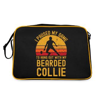 Badminton and Bearded Collie - Retro Bag - black/gold - Back