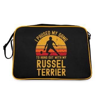 Badminton und Russel Terrier - Retro Tasche - Schwarz/Gold - Hinten