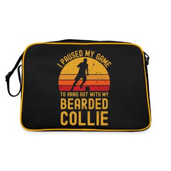 Football and Bearded Collie - Retro Bag - black/gold - Back