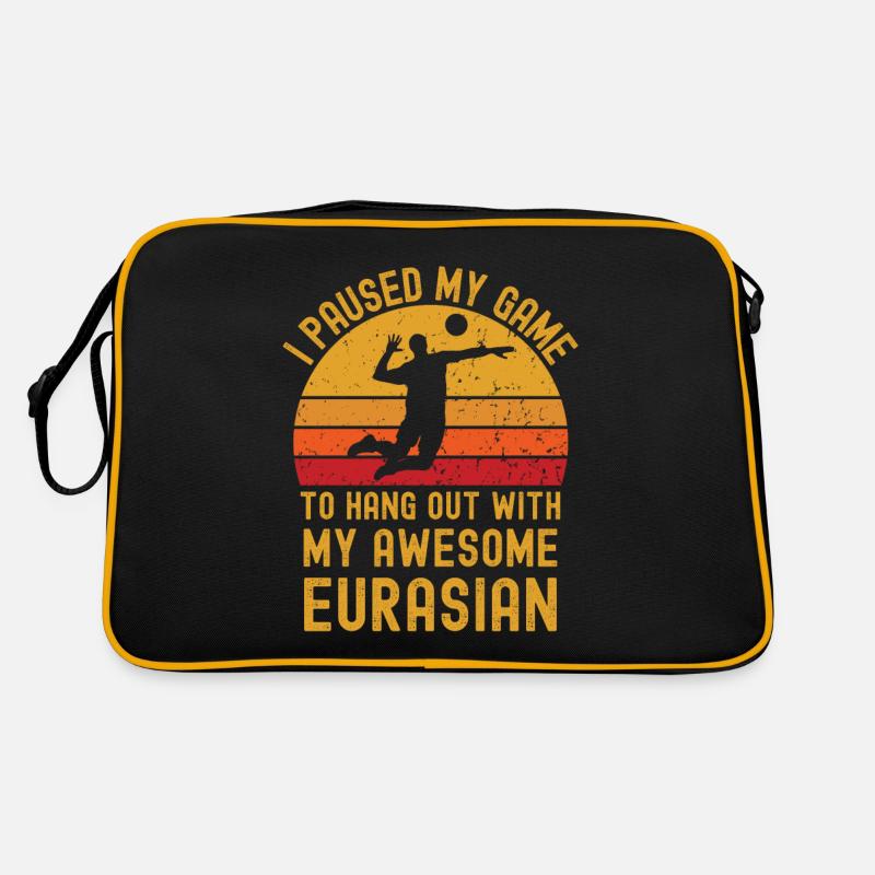 Volleyball und Eurasier Retro Tasche
