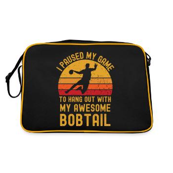 Handball und Bobtail - Retro Tasche - Schwarz/Gold - Hinten