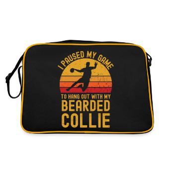 Handball and Bearded-Collie - Retro Bag - black/gold - Back