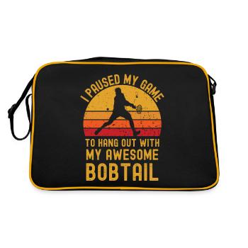 Tennis und Bobtail - Retro Tasche - Schwarz/Gold - Hinten