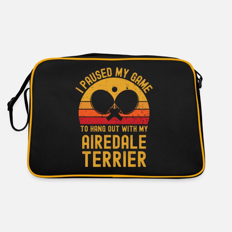 Tennis de table et Airedale terriers - Sac Retro - noir/or
