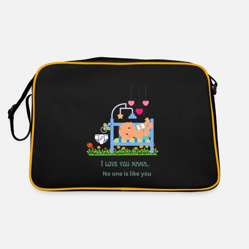 Ich liebe Mama - Retro Tasche - Schwarz/Gold