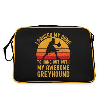 Basketball und Greyhound - Retro Tasche - Schwarz/Gold - Hinten