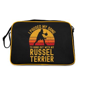 Basketball und Russel-Terrier - Retro Tasche - Schwarz/Gold - Hinten