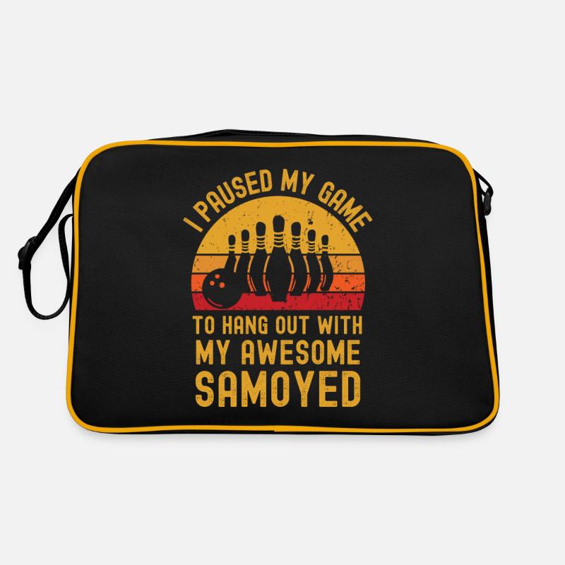 Bowling und Samojede Retro Tasche