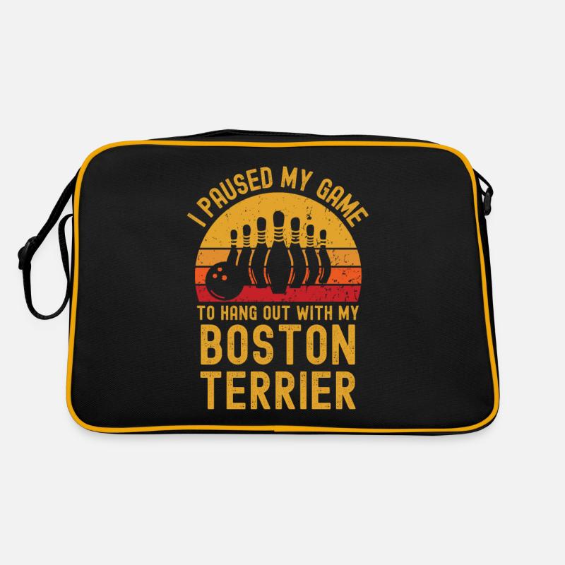 Bowling und Boston-Terrier Retro Tasche