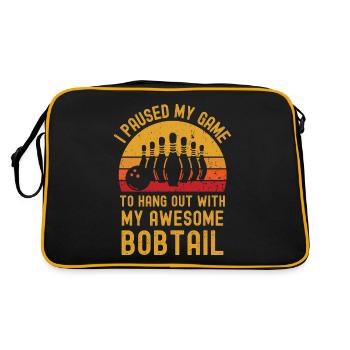 Bowling und Bobtail - Retro Tasche - Schwarz/Gold - Hinten