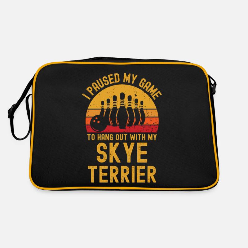 Bowling und Skye-Terrier Retro Tasche