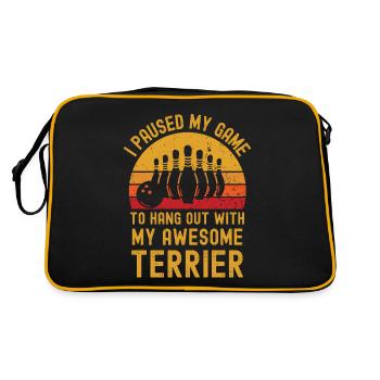 Bowling und Terrier - Retro Tasche - Schwarz/Gold - Hinten