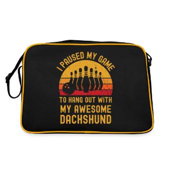 Bowling und Dackel - Retro Tasche - Schwarz/Gold - Hinten