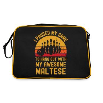 Bowling und Malteser - Retro Tasche - Schwarz/Gold - Hinten