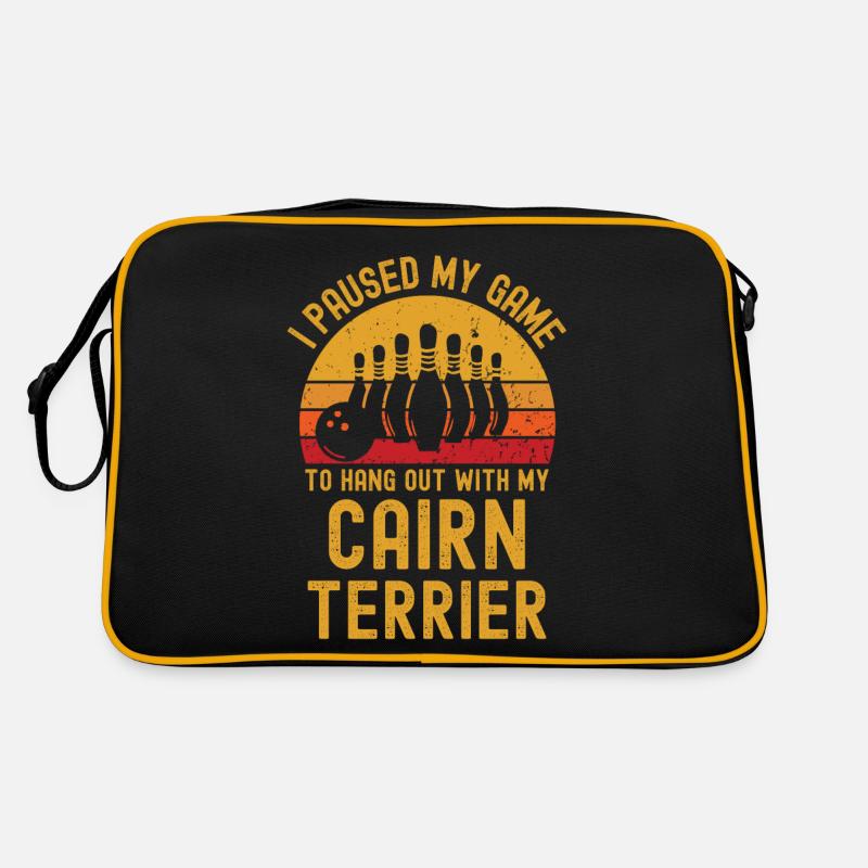 Bowling und Cairn-Terrier Retro Tasche