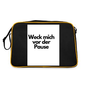 Weck mich vor der Pause - Retro Tasche - Schwarz/Gold - Hinten