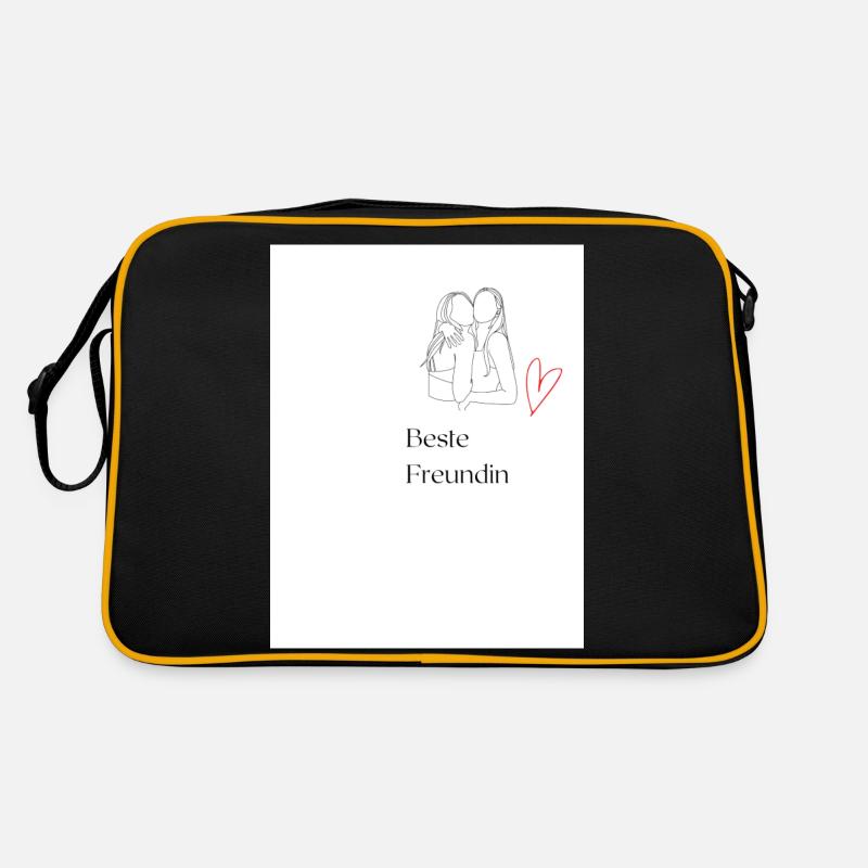 Beste Freundin - Retro Tasche - Schwarz/Gold