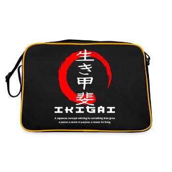 Ikigai meaning Japanese kanji words character - Retro Bag - black/gold - Back
