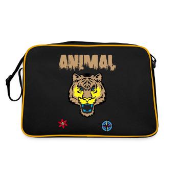 tiger face drawing - Retro Bag - black/gold - Back