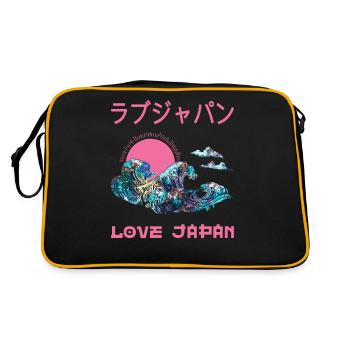 Grande vague Symbole japonais Kanagawa Mot Kanji - Sac Retro - noir/or - Dos