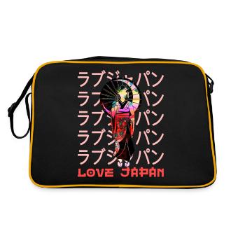 Geisha Symbole japonais traditionnel Mot Kanji - Sac Retro - noir/or - Dos