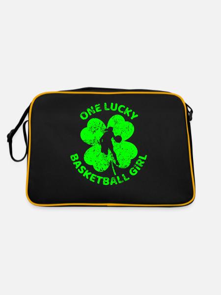 Basketball St. Patrick's Day Kleeblatt - Retro Tasche - Schwarz/Gold - Hinten