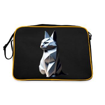 Gray Cat Origami Profil, - Retro Tasche - Schwarz/Gold - Hinten