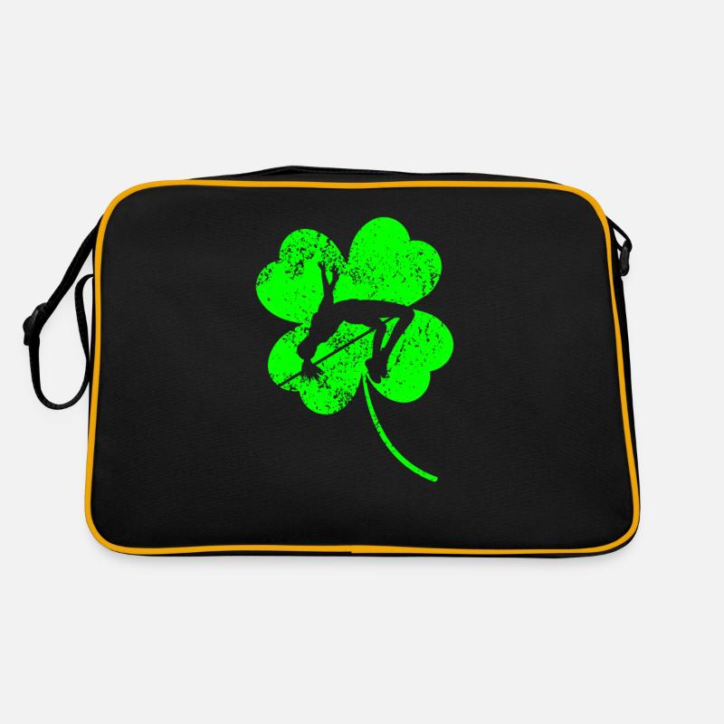 Hochspringendes St. Patrick's Day Kleeblatt Retro Tasche