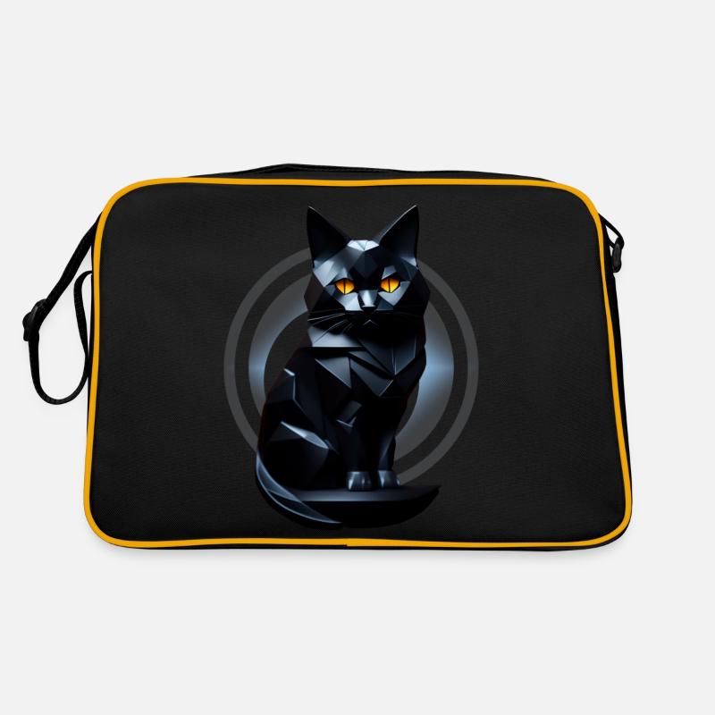 Chat noir de face origami Sac Retro