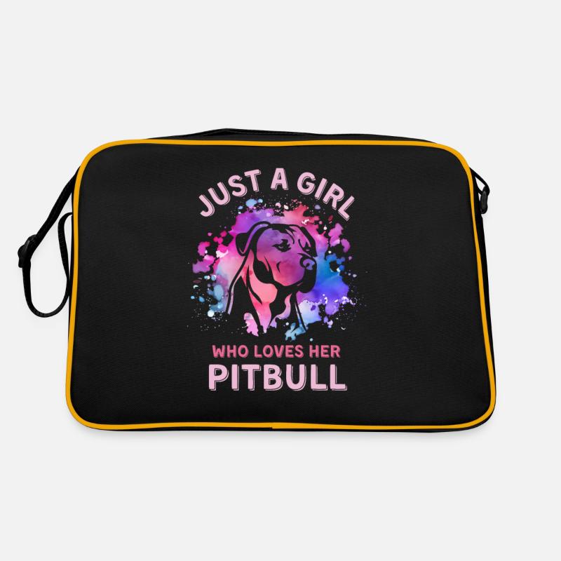 Nur ein Mädchen, das ihren Pitbull liebt Retro Tasche