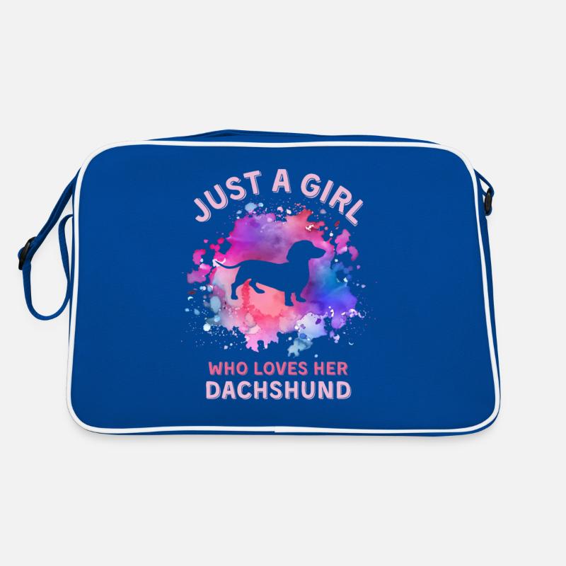 Nur ein Mädchen, das ihren Dackel liebt Retro Tasche