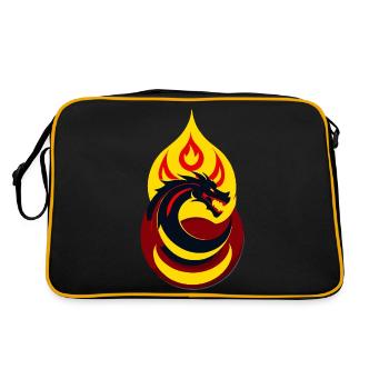 Dragon dans un cercle de flammes - Sac Retro - noir/or - Dos