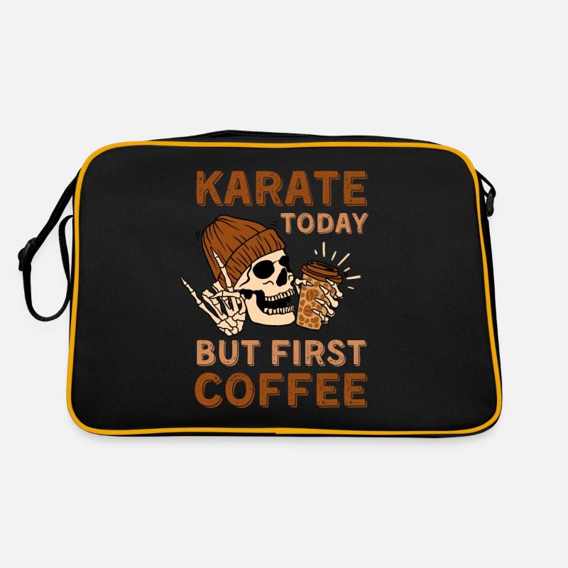 Kaffee Karate Skelett Retro Tasche