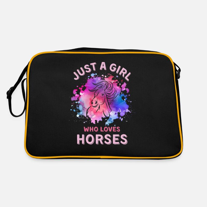 Nur ein Mädchen, das Pferde liebt Retro Tasche