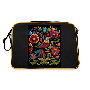 Bird and Flowers - Retro Bag - black/gold - Back
