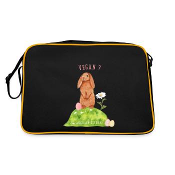 Vegan Osterhase | Tierschutz zu Ostern | Geschenk - Retro Tasche - Schwarz/Gold - Hinten