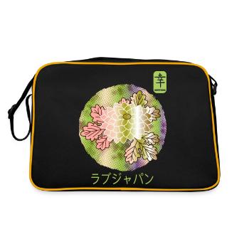 Chrysanthème floral vintage japonais Bonheur - Sac Retro - noir/or - Dos