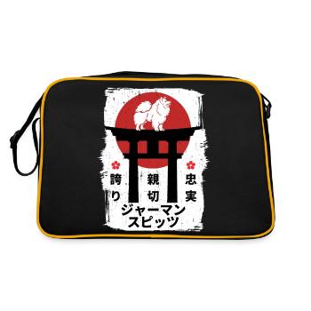 Chien spitz allemand Japon kanji - Sac Retro - noir/or - Dos