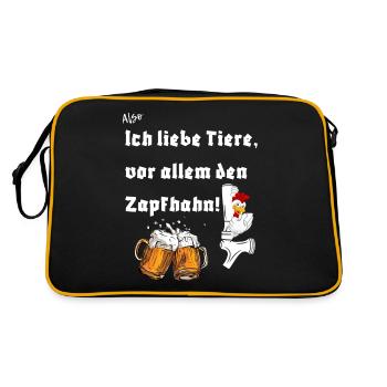 Ich liebe den Zapfhahn - Retro Tasche - Schwarz/Gold - Hinten